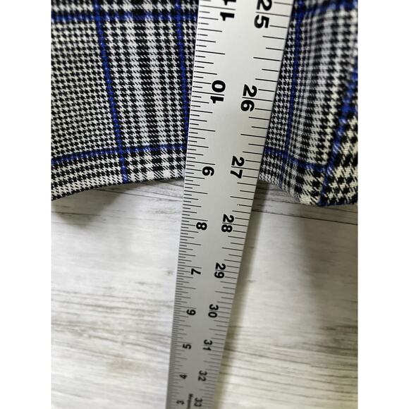 Torrid 0 Womens Pants Blue Plaid Ponte Pull On Elastic Waist Relaxed Fit Pockets - Picture 5 of 10